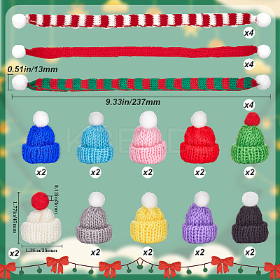 Woolen Crochet Mini Hat with Pom Pom Ball AJEW-GF0009-37-1