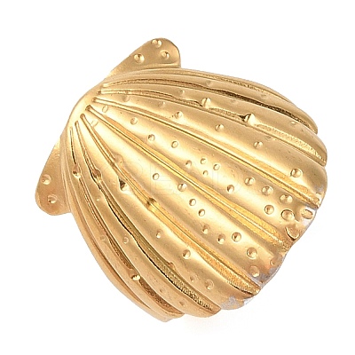Ion Plating(IP) 304 Stainless Steel Shell Shape Open Cuff Rings for Women LS-RJEW-Z057-01G-1