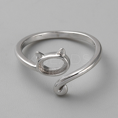 Anti-Tarnish 1Pc Rhodium Plated 925 Sterling Silver Open Cuff Ring Findings FIND-NB0004-89-1