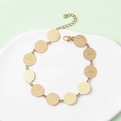 Religion 304 Stainless Steel Link Chain Bracelets for Women BJEW-F524-01G-1