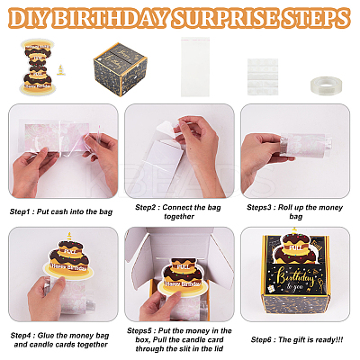 Happy Birthday Day Money Box for Cash Gift Pull DIY-WH0430-335-1