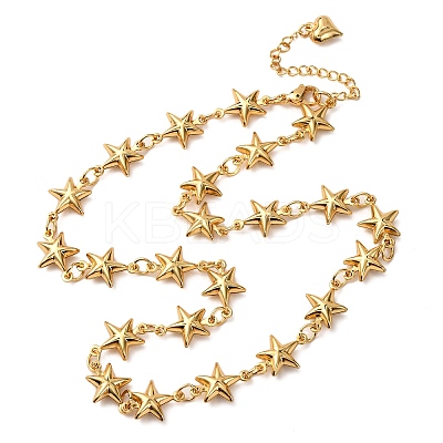 304 Stainless Steel Star Link Chain Necklaces for Women NJEW-G178-13G-1