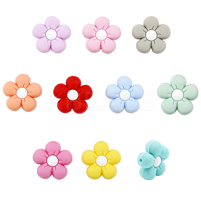 10Pcs 10 Colors Food Grade Eco-Friendly Silicone Beads SIL-CA0001-84-1