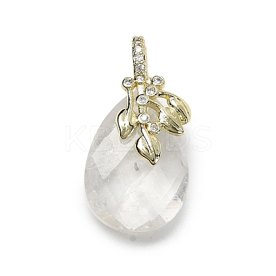 Natural Quartz Crystal Faceted Teardrop Pendants KK-D021-03C-G-1