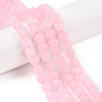 Frosted Natural White Jade Beads Strands G-T138-8mm-209E-1