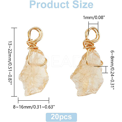 20Pcs Natural Citrine Pendants FIND-DC0001-72-1
