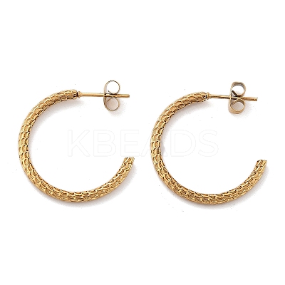 304 Stainless Steel Twist C-Shaped Stud Earrings EJEW-R017-03G-02-1
