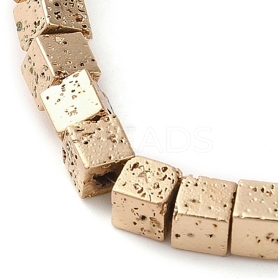 Electroplated Natural Lava Rock Beads Strands G-L606-E02-01D-1