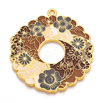 Rack Plating Alloy Enamel Big Pendants ENAM-N056-394B-G-1