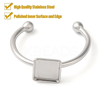 Non-Tarnish 304 Stainless Steel Open Cuff Ring Components STAS-I306-03P-1