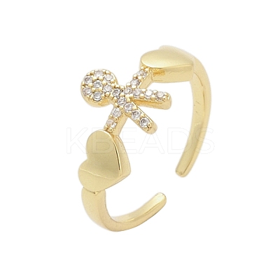 Brass Micro Pave Cubic Zirconia Adjustable Cuff Rings for Women RJEW-C129-11G-1
