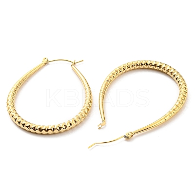 304 Stainless Steel Textured Teardrop Hoop Earrings EJEW-B023-19G-1