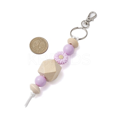 Wood & Acrylic & Silicone Beaded Keychain KEYC-JKC00798-1