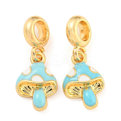 Rack Plating Alloy Enamel Mushroom European Dangle Charms FIND-B034-18G-02-1