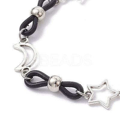 Alloy & Silicone Link Chain Bracelets BJEW-JB09984-02-1