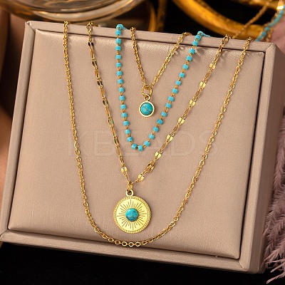 304 Stainless Steel Multi Layered Necklaces NJEW-P302-05G-1