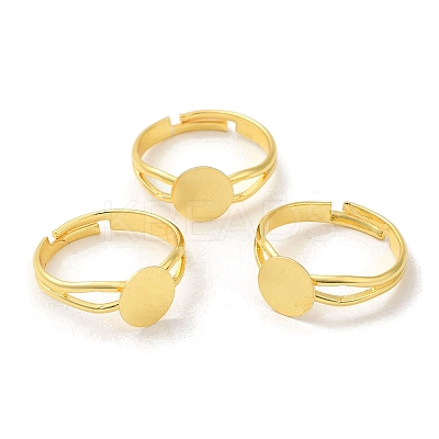 Rack Plating Adjustable Brass Plain Pad Ring Settings KK-K277-02G-1