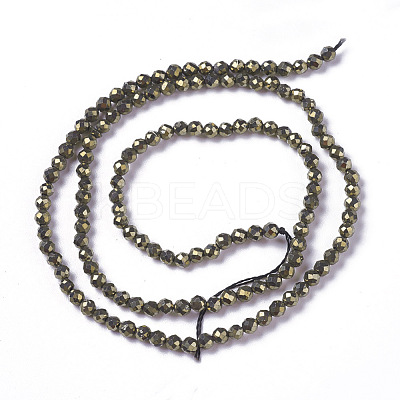 Natural Pyrite Beads Strands G-F596-38-3mm-1