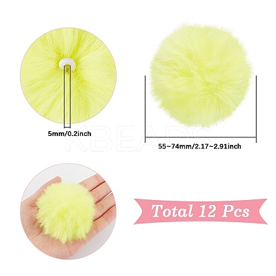 12Pcs Handmade Faux Rabbit Fur Pom Pom Ball Covered Pendants WOVE-SC0001-06C-1