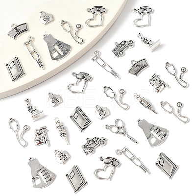 100Pcs 12 Styles Tibetan Style Zinc Alloy Pendants TIBEP-FS0001-39-1