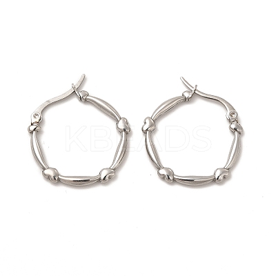 Non-Tarnish 304 Stainless Steel Heart Hoop Earrings for Women EJEW-P219-15P-1