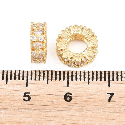 Brass Micro Pave Clear Cubic Zirconia European Beads KK-B186-20G-1