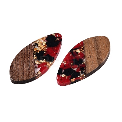 Transparent Resin and Walnut Wood Pendants RESI-T057-05E-1