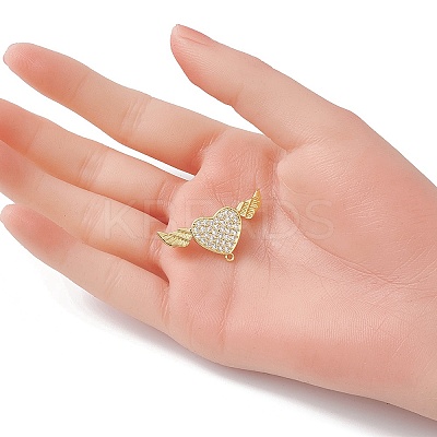 Brass Micro Pave Clear Cubic Zirconia Brooch Findings JEWB-YW0001-02G-1