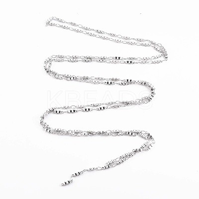 201 Stainless Steel Glasses Shape & Oval Link Chains STAS-N092-113-1