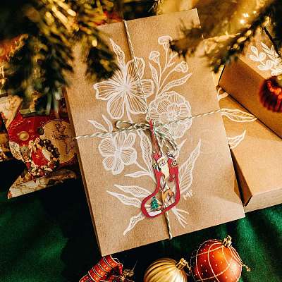 12Pcs 6 Style Mixed Shapes Wooden Ornaments DIY-SZ0003-40-1