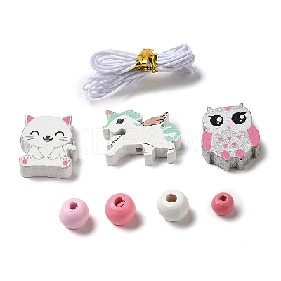 Children's Day Theme Maple Wood Jewelry Set DIY Making Kits WOOD-C006-01E-1