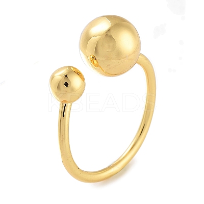 Round Rack Plating Brass Open Cuff Rings for Women RJEW-Z059-28G-1