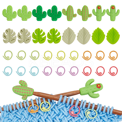 Leaf & Cactus Silicone Knitting Needle Point Protectors SIL-NB0001-38-1