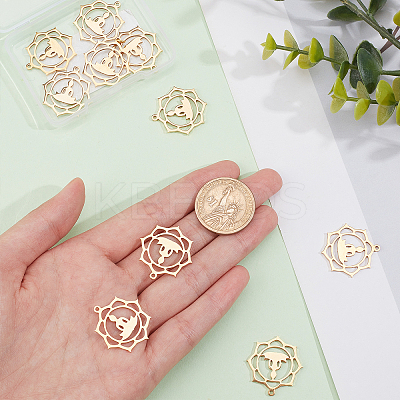 10Pcs Chakra 304 Stainless Steel Pendants STAS-BBC0001-24-1