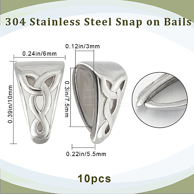 10Pcs 304 Stainless Steel Snap on Bails STAS-BBC0002-79-1