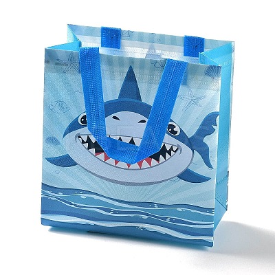 Cartoon Printed Shark Non-Woven Reusable Folding Gift Bags with Handle LS-ABAG-F009-D04-1