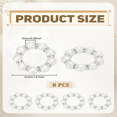 8Pcs Alloy & Imitation Pearl Beads Napkin Rings AJEW-LP0002-67-1