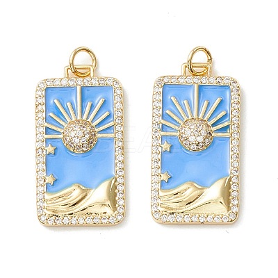 Rack Plating Brass Micro Pave Clear Cubic Zirconia Pendants KK-D073-24G-02-1
