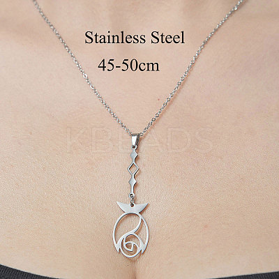 Non-Tarnish 201 Stainless Steel Hollow Fish Pendant Necklace NJEW-OY001-56-1