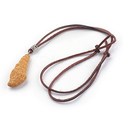 Adjustable Synthetic Lava Rock Pendant Necklaces X-NJEW-P237-A-1