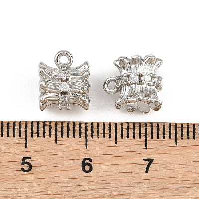 Brass Micro Pave Clear Cubic Zirconia Tube Bails CU-CBA6A75-23P-1