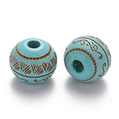 Painted Natural Wood Beads X-WOOD-N006-02A-05-1