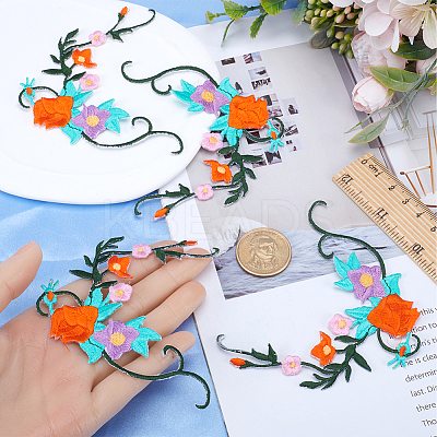 Flower & Leaf Polyester Embroidery Sew on Appliques PATC-WH0010-32B-1
