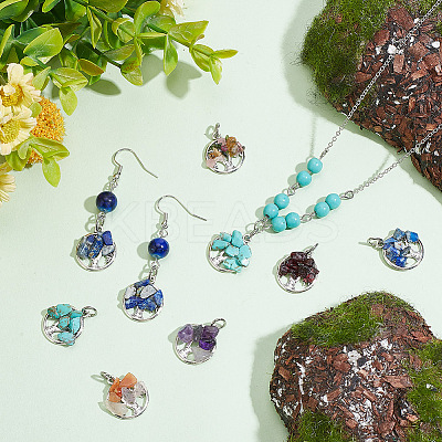 4 Sets Natural & Synthetic Mixed Stone Chip Pendants FIND-AR0004-36-1