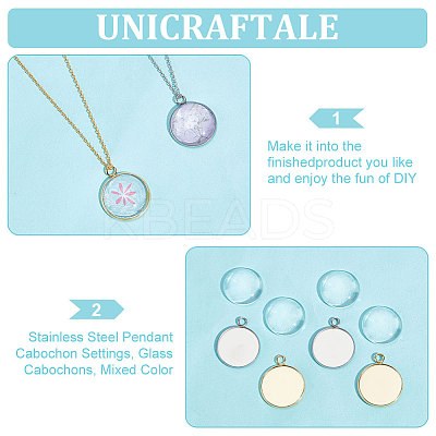 DIY Flat Round Blank Pendant Making Kit DIY-UN0004-82-1