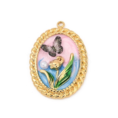 304 Stainless Steel Enamel Pendants STAS-C121-08D-G-1
