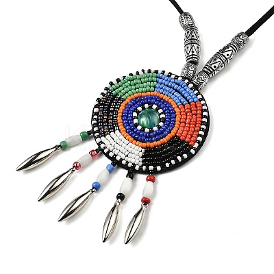 Retro Style Glass & Acrylic & CCB Beads Pendant Necklaces NJEW-Q349-02F-1