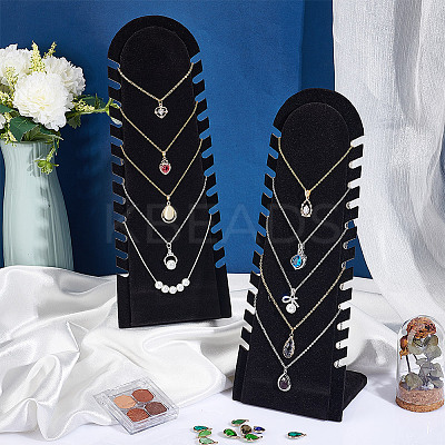 Wood Covered with Velvet Slant Back Necklace Display Stands EDIS-WH0016-059-1