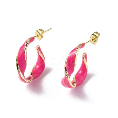 Enamel Twist Stud Earrings EJEW-P214-03G-01-1