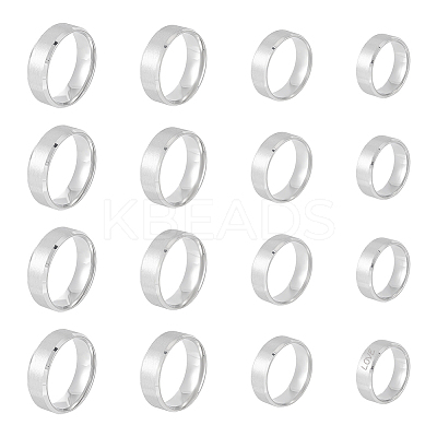 16Pcs 4 Size 201 Stainless Steel Plain Band Rings for Men Women RJEW-UN0002-45-1